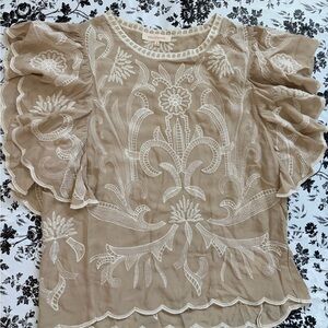Anthropologie (Solitaire) bohemian embroidered blouse size large